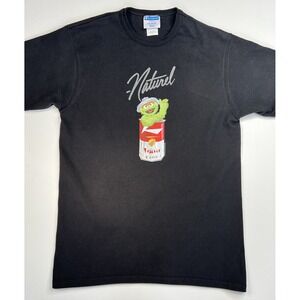 Champion‎ X Sesame Street Natural Oscar The Grouch Black Crop Tee Shirt Sz Large